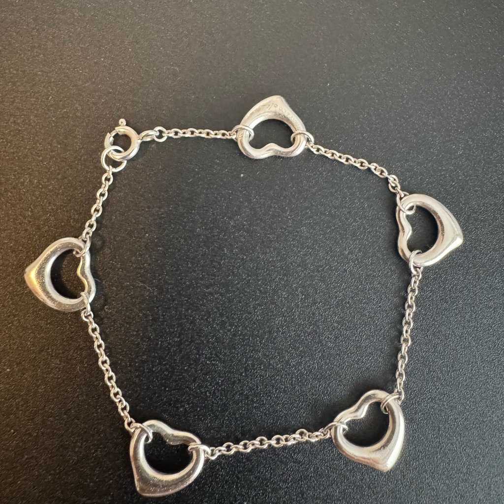 Tiffany Sterling Silver Elsa Peretti Open Heart Bracelet